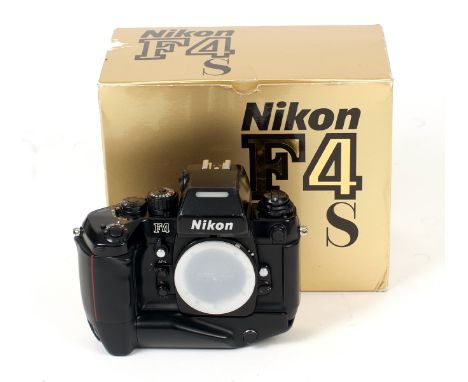 Nikon F4S AF Film Camera Body. #2123324 (condition 5F) with MB-21 battery pack in makers box.