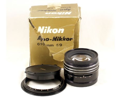 LARGE Nikon APO-Nikkor f9 610mmm Large Format Lens, Needs Attention. Glass and blades are bright and clean, but aperture can 