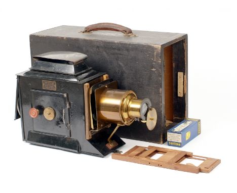 Large Newton &amp; Co Tin &amp; Brass Magic Lantern Projector. Converted to electric lamp but unable to test (plug removed). 