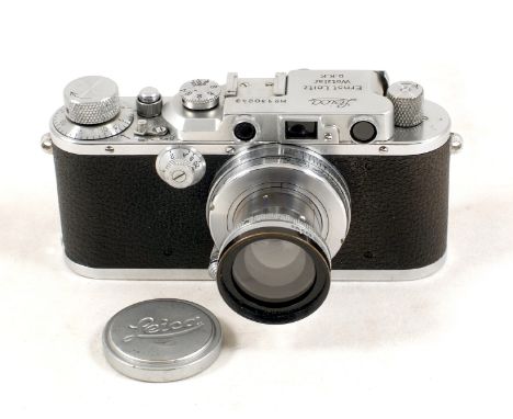 Chrome Leica III with Neat Engraving to Underside of Baseplate. Camera body #130243 (slight bright marks to top, hence condit