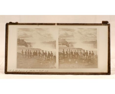 Glass Stereo View, Edward, Prince of Wales (later King Edward VII) at Niagara Falls, September 17th 1860. Due to the water sp