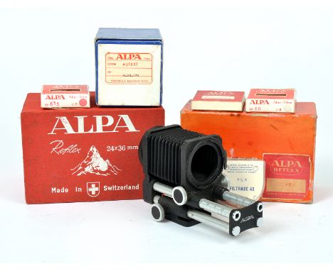 Alpa Camera Box, Macro Bellows &amp; Other Accessories. To include camera and lens boxes, filters etc.