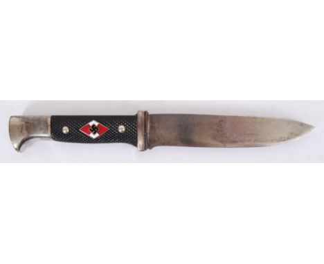 HITLER YOUTH KNIFE: A German Nazi Third Reich Hitler Youth dagger by Friedrich Herder Abraham Sohn, Solingen with etched Blut