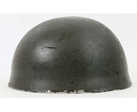 PARATROOPER HELMET: An original vintage Paratrooper / Tankers military uniform helmet in green.