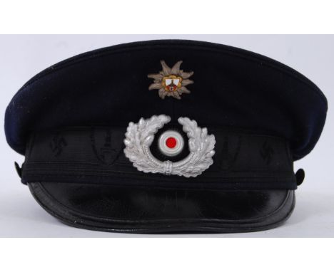 REICHSKRIEGERBUND: An original scarce Reichskriegerbund uniform hat, with unusual enamel Eidelweiss badge atop. Rare. With de