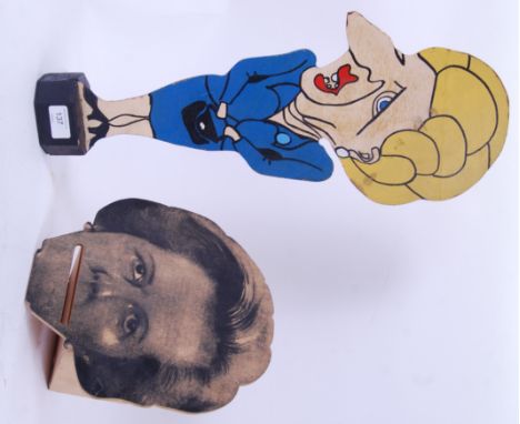MARGARET THATCHER: Two pieces of unusual Margaret Thatcher memorabilia, comprising of a plywood likeness of her Spitting Imag