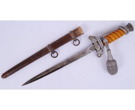 NAZI DAGGER:An original WWII second world war Nazi German officers dagger, stamped Rich A Herder, Solingen with orange handle