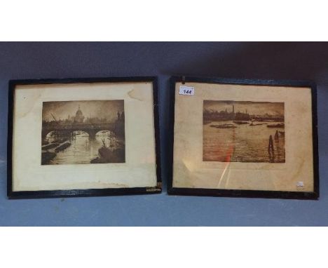 After C. R. W. Nevinson ARA (British, 1889-1946), 'Another River Scene', view of factories over the Thames,  print, signed in