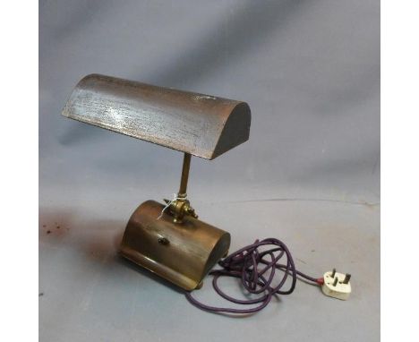 A 20th century brass bankers lamp. 