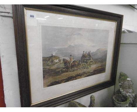 FRAMED HUNTING ENGRAVING, 'GOING TO THE MOORS'