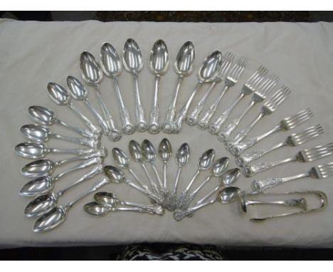 THIRTY-EIGHT HM SILVER PIECES OF FLATWARE
