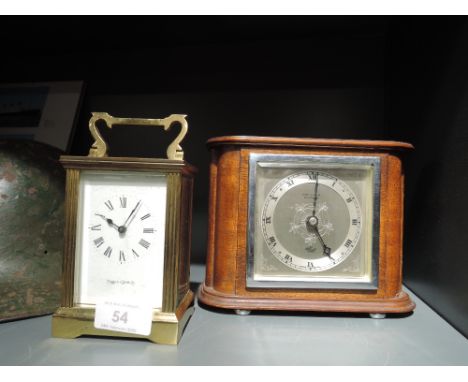 Two fine mantle or similar clocks including local Lancaster Elliott and Mappin and Webb 8 day carriage clock