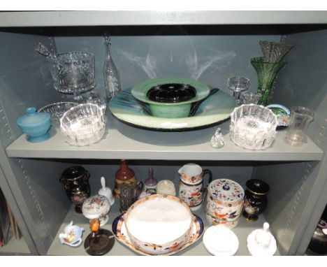 A selection of clear cut crystal glass and art glass bowls