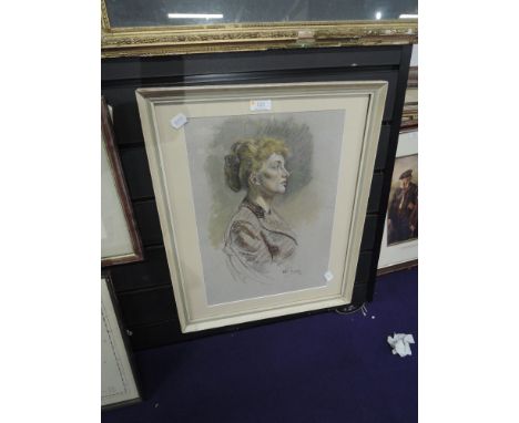 A pastel sketch, Ronald Dukeshill Moore, portrait of a lady, signed and dated 1950, and attributed verso, 16in x 11in