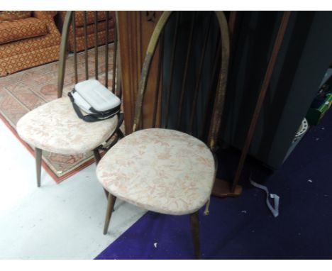 Two vintage Ercol tall hoop and stick back kitchen chairs