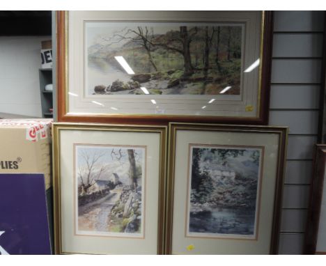 A Limited Edition print after Graham Carver, By The Lake,  Ullswater, 312/450 signed, 11in x24in and a Limited Edition print 