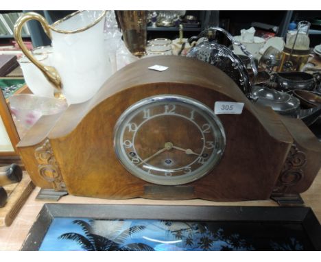 A mantle clock with presentation plaque for Barrow Golf club