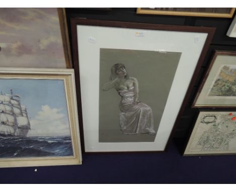 A pastel sketch, Ronald Dukeshill Moore, portrait of a lady, signed and dated 1964 and attributed verso