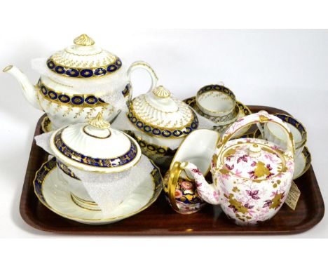 Chamberlains Worcester tea service, a spode Imari jug and a Davenport kettle 