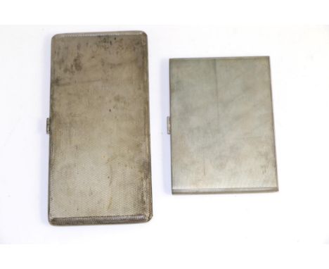 Two silver cigarette cases with engine turned decoration