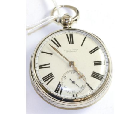 A silver open faced pocket watch, retailed by J.T.Pridden, Keighley, 1875, gilt fusee lever movement signed and numbered 4021