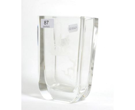 Nils Lanberg (1907-1991) 'Romeo & Juliet' an art glass vase for Orrefors, circa 1950's, signed to base 8'' in height