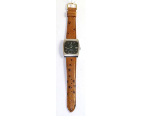 A stainless steel automatic calendar centre seconds wristwatch, signed Omega, chronometer, model: Constellation, lever moveme