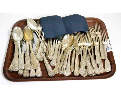 An Elkington silver plated part service of Kings pattern and Queens pattern flatware