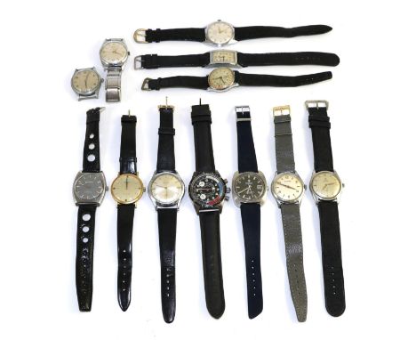 Twelve gents wristwatches, comprising automatic and manual winding watch movements, two Oris watches, chronograph watch signe