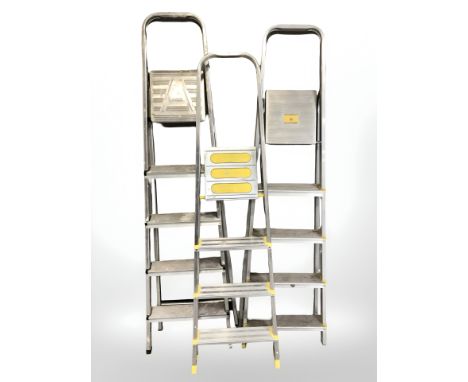 Three aluminium step ladders 
