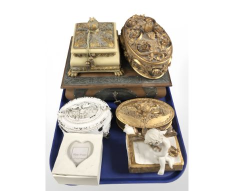 A group of contemporary decorative caskets and trinket boxes.
