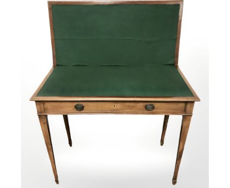A mahogany turnover top card table, fitted a drawer, width 89 cm 