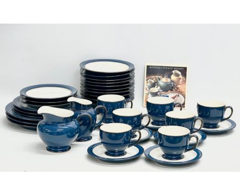 A 36 piece Denby tea and dinner service. 3 dinner plates, 3 salad plates, 3 sandwich plates, milk jug, gravy boat, 10 soup bo