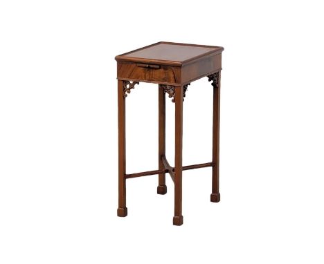 A fine proportioned Chinese Chippendale style mahogany reading table with lift up top and brushing slide. 39x29x64cm 