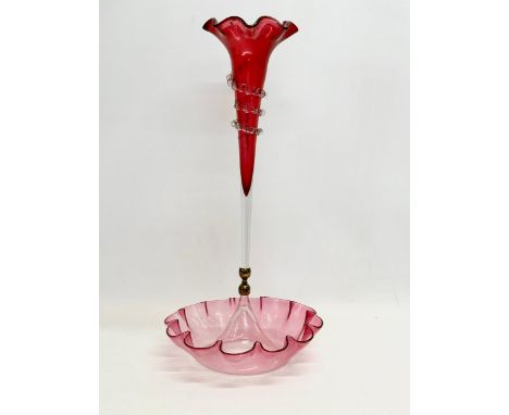 A large Victorian Ruby Glass epergne. 26x56cm 