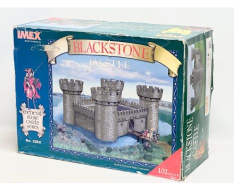 A large unused Imex Model Company INC Medieval Stone Castle Series ‘Blackstone Castle’  with box and wrapping. 1/32 scale. No