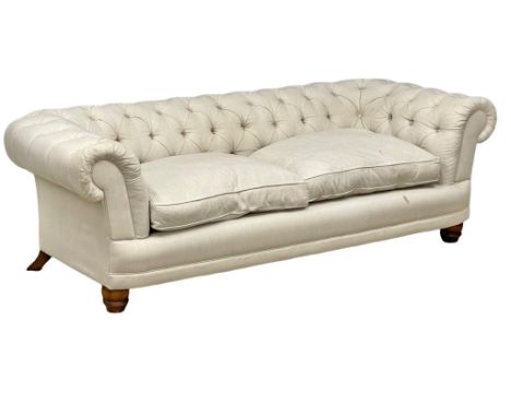 A large good quality vintage deep button 2 seater sofa. 216cm (11) 