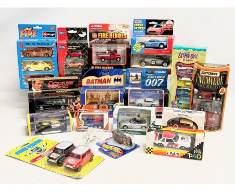 A collection of models cars with boxes. Corgi, Matchbox, Chad Valley, Burago etc. 