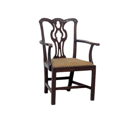 A late George III Chippendale style mahogany armchair. 