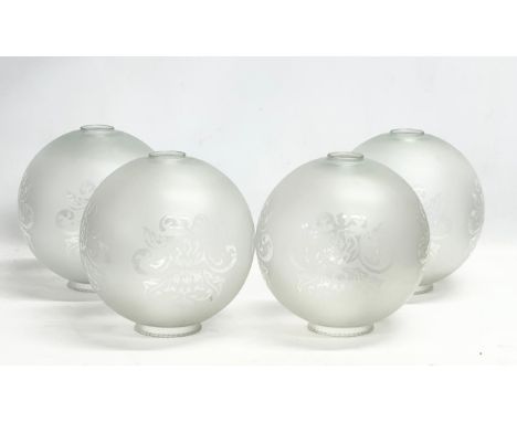 4 large vintage glass lamp shades. 26x26cm 