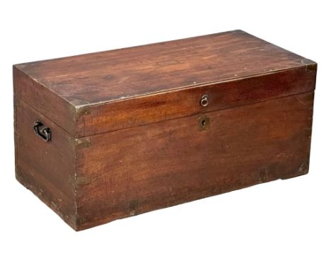 A Victorian camphorwood campaign trunk. 84x41x38cm 