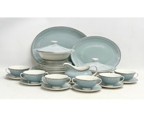 A 35 piece Royal Doulton ‘Aegean’ dinner service. 2 tureens, 2 platters, 6 soup bowls and 6 saucers, 6 dinner plates, 6 salad