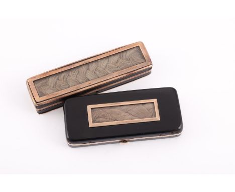 Y&amp;nbspTWO GEORGIAN TORTOISESHELL AND HAIR WORK PATCH BOXES  CIRCA 1810 Both boxes composed of polished tortoiseshell, eac