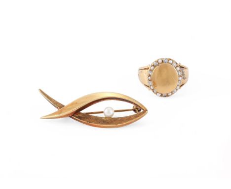 
	
		A SEED PEARL AND DIAMOND CLUSTER PANEL RING
		The oval panel with a surround of old mine cut diamonds interspaced by see