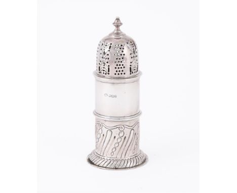 
	
		AN EDWARDIAN SILVER LIGHT HOUSE SUGAR CASTER
		WILLIAM HUTTON &amp; SONS LTD., SHEFFIELD 1901
		With a bell shaped finia