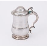 A GEORGE II SILVER LIDDED TANKARD