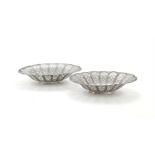 A VICTORIAN PAIR OF SILVER SHAPED OVAL PIERCED DISHES
