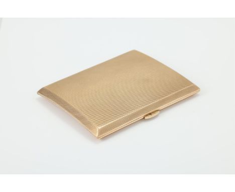 A 9 CARAT GOLD CIGARETTE CASE  BIRMINGHAM 1927  The engine turned curved rectangular case with an internal inscription, readi