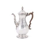 A GEORGE III SILVER BALUSTER COFFEE POT