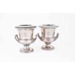 A PAIR OF ELECTRO-PLATED WINE COOLERS